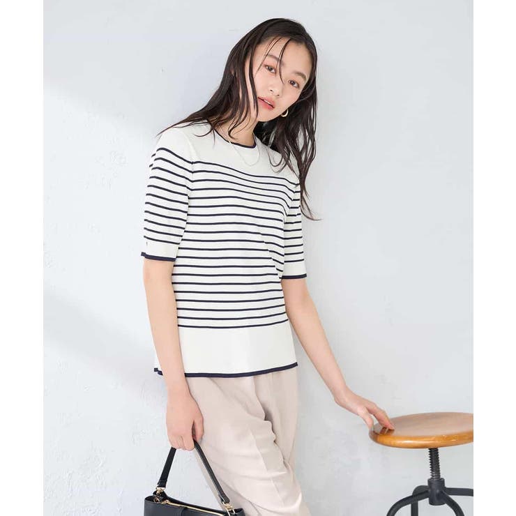 ハーフスリーブクルーネックサマーニット【洗える/接触冷感/UVカット】 | a.v.v【WOMEN】 | 詳細画像53 