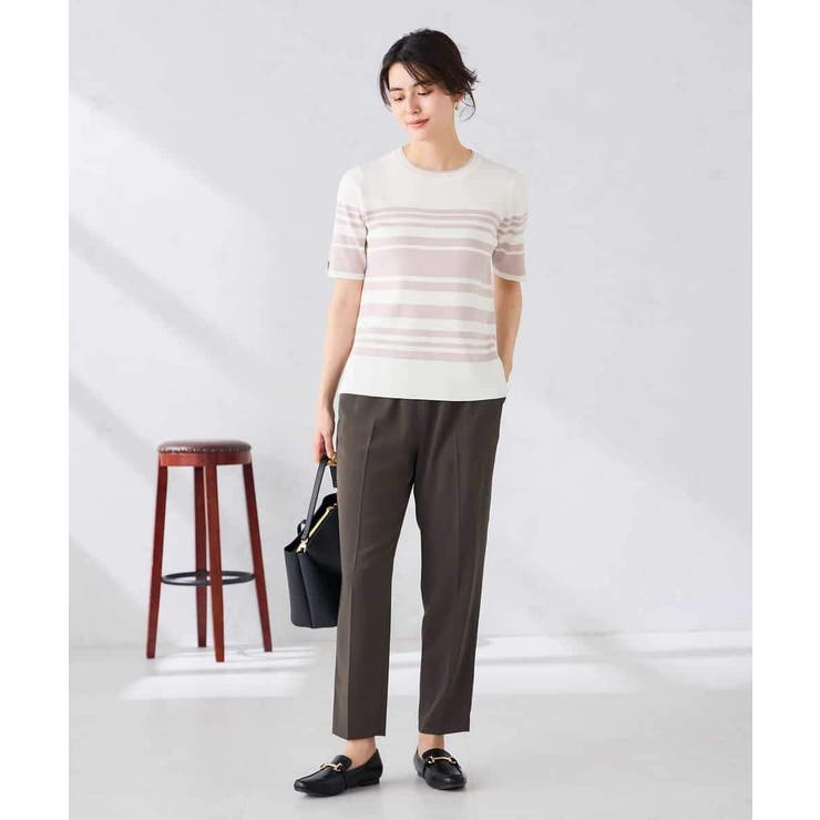 ハーフスリーブクルーネックサマーニット【洗える/接触冷感/UVカット】 | a.v.v【WOMEN】 | 詳細画像7 