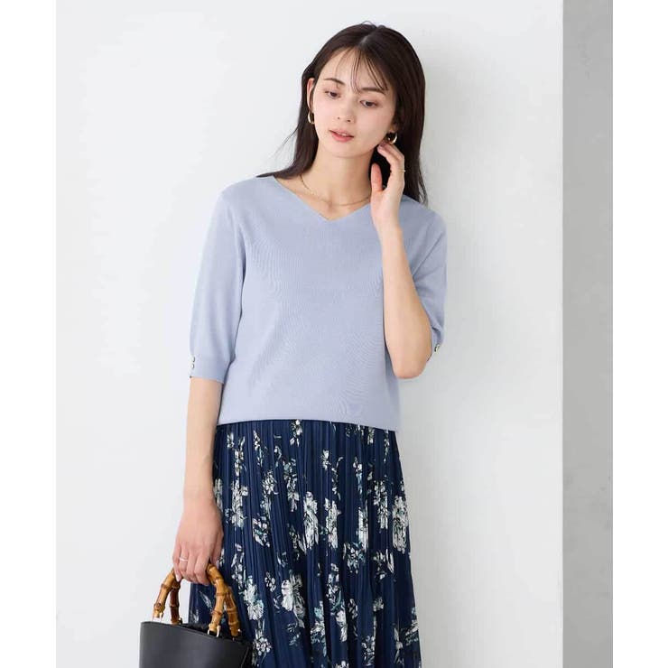 ハーフスリーブVネックサマーニット【WEB限定/洗える/接触冷感/UVカット】 | a.v.v【WOMEN】 | 詳細画像12 