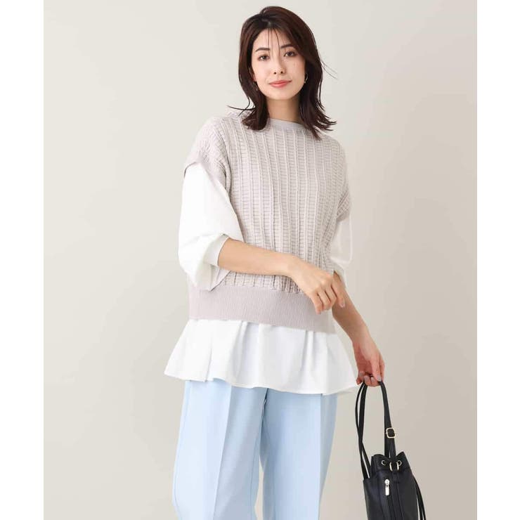 【2SET/洗える】ニットベスト＋ペプラムブラウス | a.v.v【WOMEN】 | 詳細画像12 