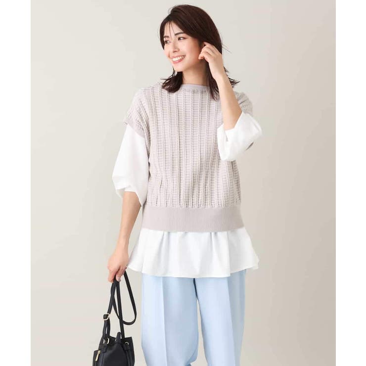 【2SET/洗える】ニットベスト＋ペプラムブラウス | a.v.v【WOMEN】 | 詳細画像13 