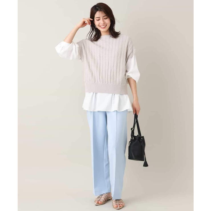 【2SET/洗える】ニットベスト＋ペプラムブラウス | a.v.v【WOMEN】 | 詳細画像18 