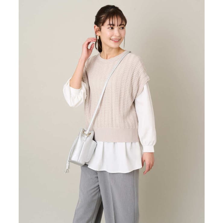 【2SET/洗える】ニットベスト＋ペプラムブラウス | a.v.v【WOMEN】 | 詳細画像19 