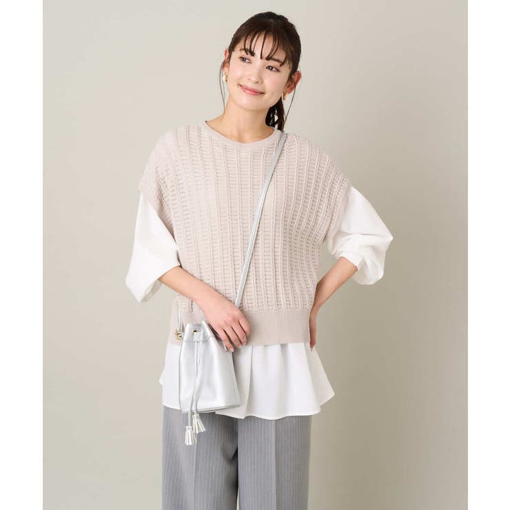 【2SET/洗える】ニットベスト＋ペプラムブラウス | a.v.v【WOMEN】 | 詳細画像20 