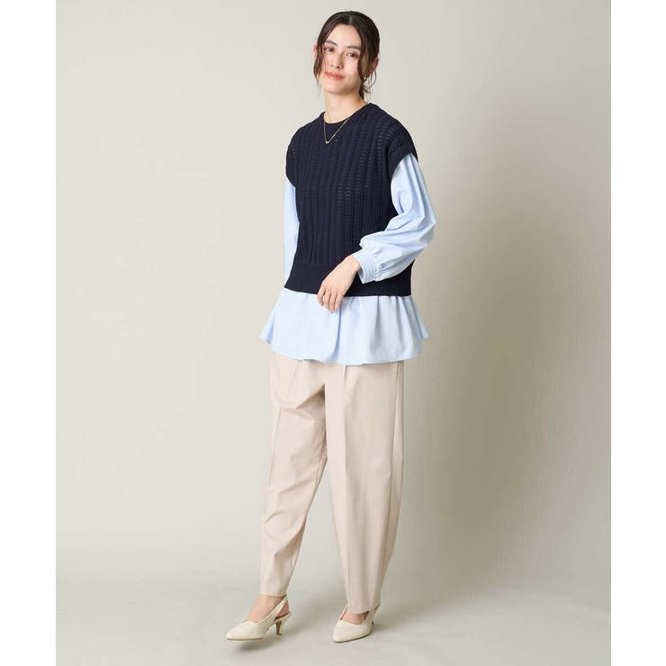 【2SET/洗える】ニットベスト＋ペプラムブラウス | a.v.v【WOMEN】 | 詳細画像4 