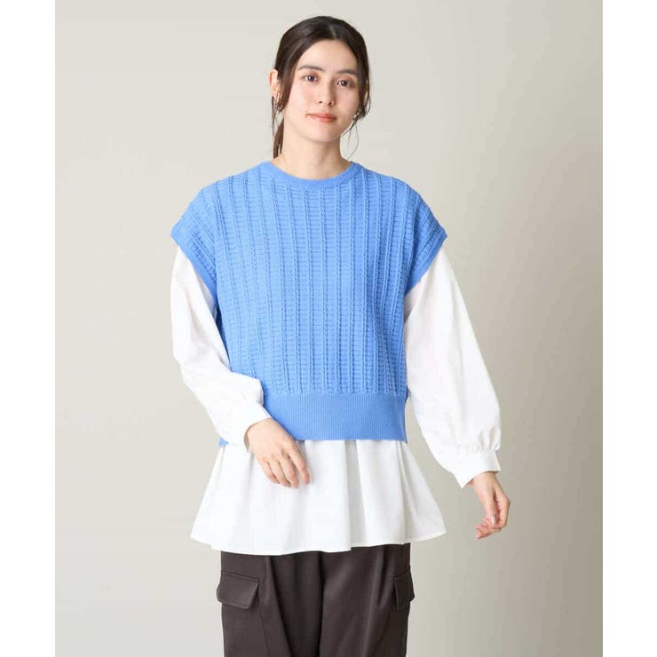 【2SET/洗える】ニットベスト＋ペプラムブラウス | a.v.v【WOMEN】 | 詳細画像40 