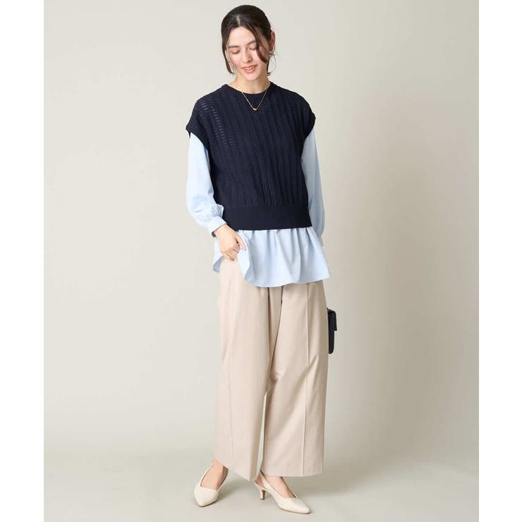 【2SET/洗える】ニットベスト＋ペプラムブラウス | a.v.v【WOMEN】 | 詳細画像5 