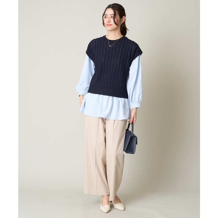 【2SET/洗える】ニットベスト＋ペプラムブラウス | a.v.v【WOMEN】 | 詳細画像6 