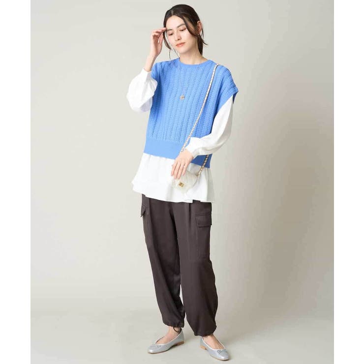 【2SET/洗える】ニットベスト＋ペプラムブラウス | a.v.v【WOMEN】 | 詳細画像64 