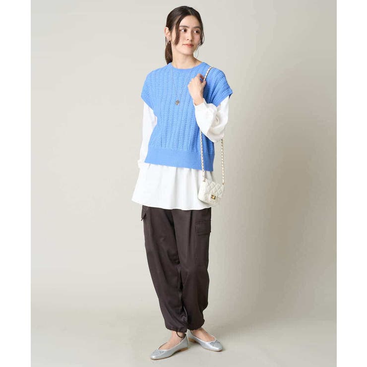 【2SET/洗える】ニットベスト＋ペプラムブラウス | a.v.v【WOMEN】 | 詳細画像65 