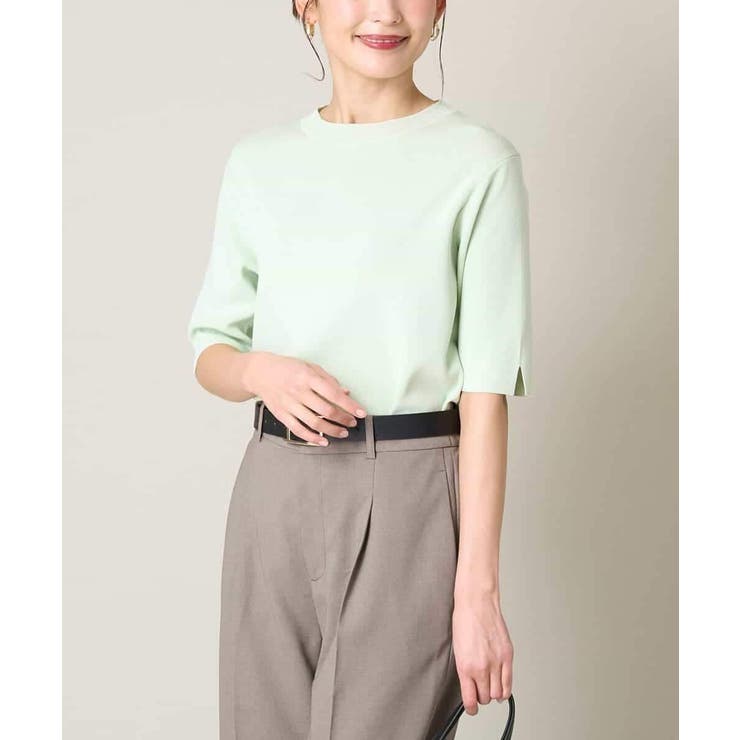 グリーン | 【洗える/UVカット】クルーネックニット | a.v.v【WOMEN】