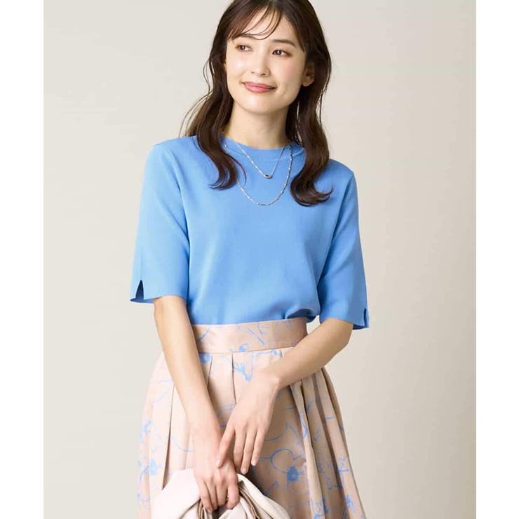 ブルー | 【洗える/UVカット】クルーネックニット | a.v.v【WOMEN】