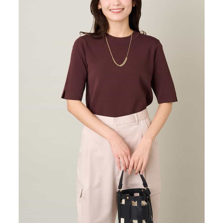 ブラウン | 【洗える/UVカット】クルーネックニット | a.v.v【WOMEN】