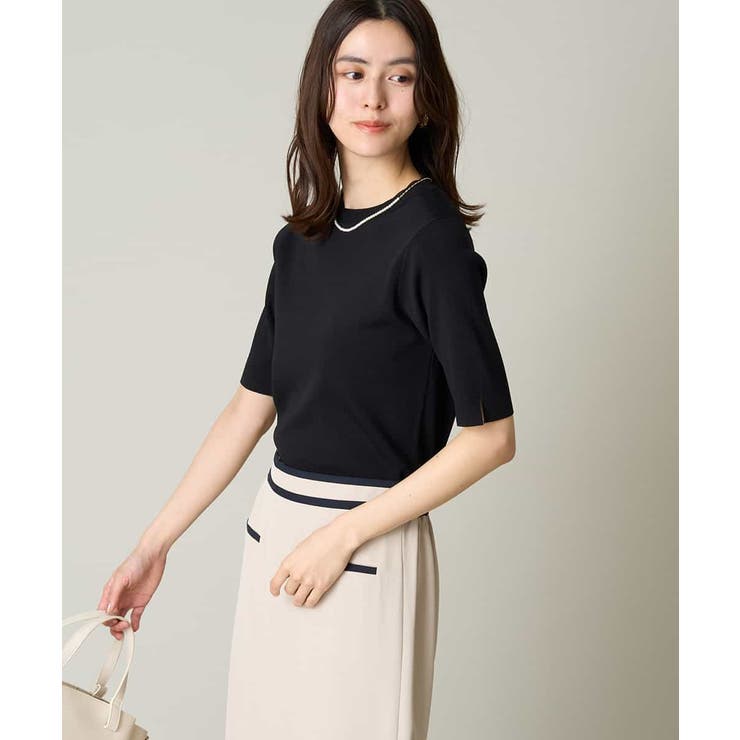 ブラック | 【洗える/UVカット】クルーネックニット | a.v.v【WOMEN】