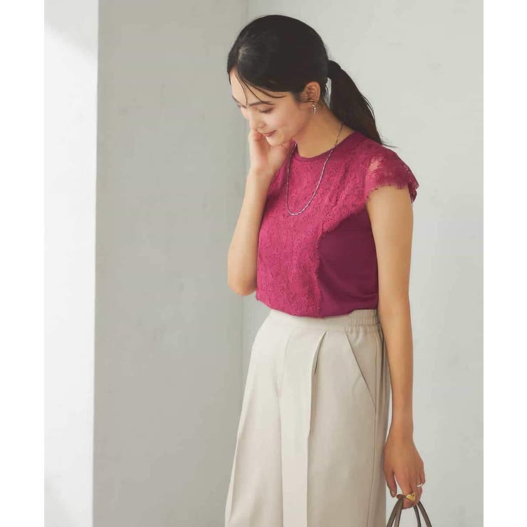 レーストリムフレンチスリーブサマーニット | a.v.v【WOMEN】 | 詳細画像3 