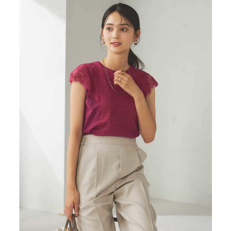 レーストリムフレンチスリーブサマーニット | a.v.v【WOMEN】 | 詳細画像7 