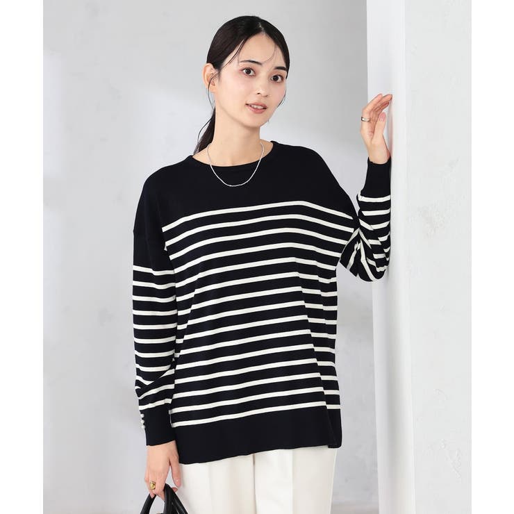 ネイビー | 袖パール付きチュニックニット | a.v.v【WOMEN】