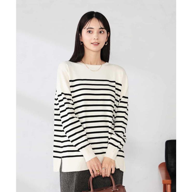 アイボリー | 袖パール付きチュニックニット | a.v.v【WOMEN】