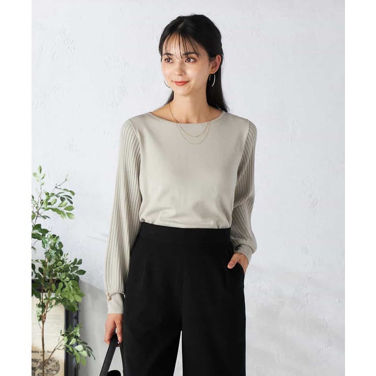 グレージュ | プリーツスリーブニット | a.v.v【WOMEN】