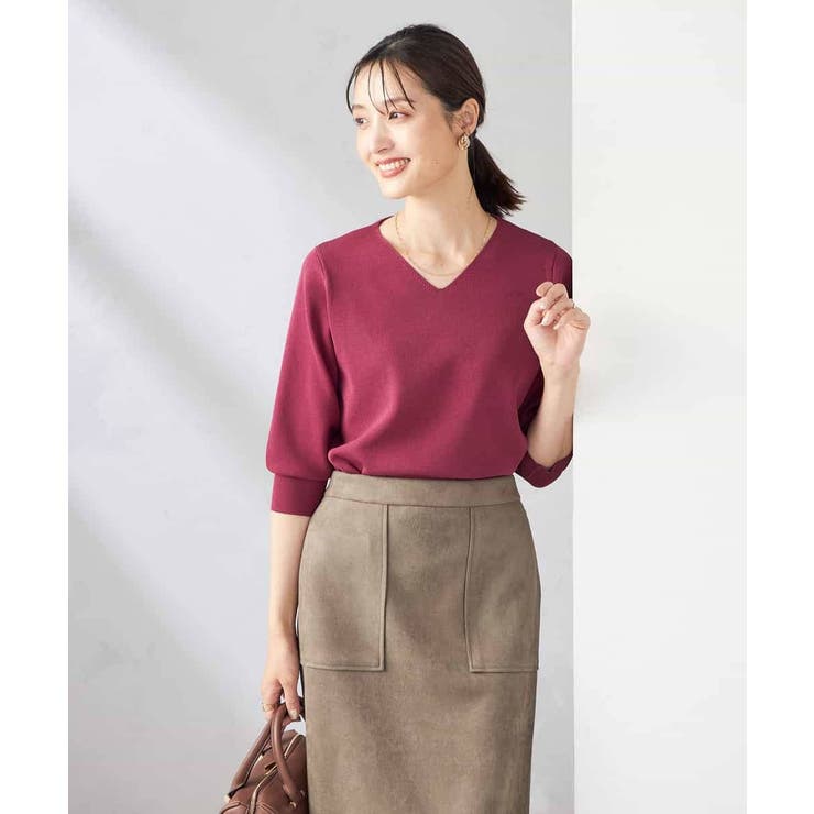 【UVカット/洗える】Vネック美ラクるパフスリーブニット | a.v.v【WOMEN】 | 詳細画像2 