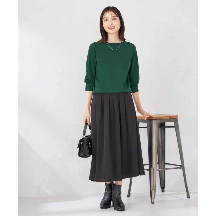 【UVカット/洗える】ボートネックパフスリーブ美ラクるニット | a.v.v【WOMEN】 | 詳細画像11 