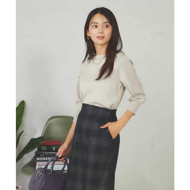 【UVカット/洗える】ボートネックパフスリーブ美ラクるニット | a.v.v【WOMEN】 | 詳細画像13 