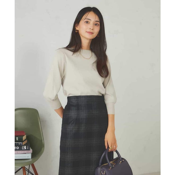 【UVカット/洗える】ボートネックパフスリーブ美ラクるニット | a.v.v【WOMEN】 | 詳細画像14 