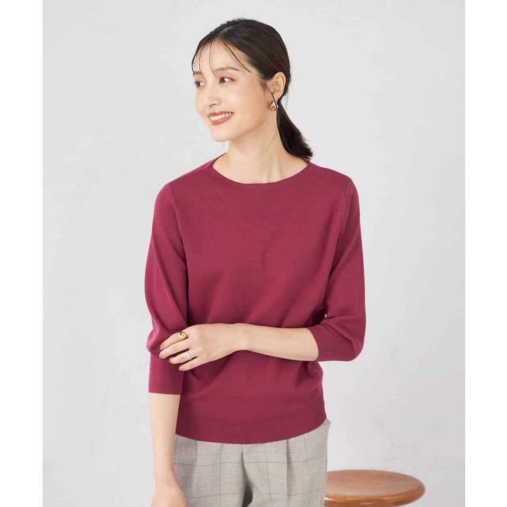 【UVカット/洗える】ボートネックパフスリーブ美ラクるニット | a.v.v【WOMEN】 | 詳細画像2 