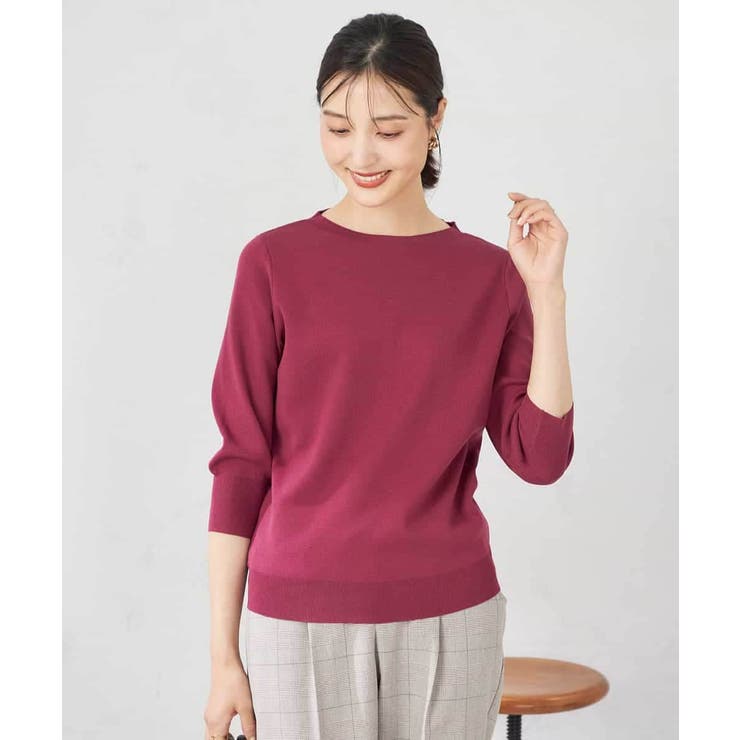 【UVカット/洗える】ボートネックパフスリーブ美ラクるニット | a.v.v【WOMEN】 | 詳細画像3 