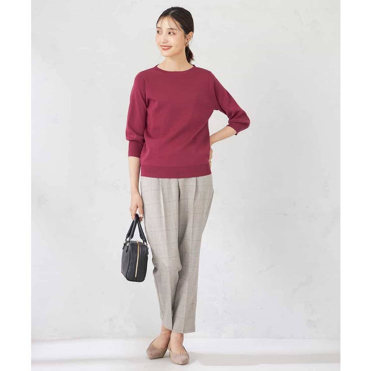 【UVカット/洗える】ボートネックパフスリーブ美ラクるニット | a.v.v【WOMEN】 | 詳細画像4 