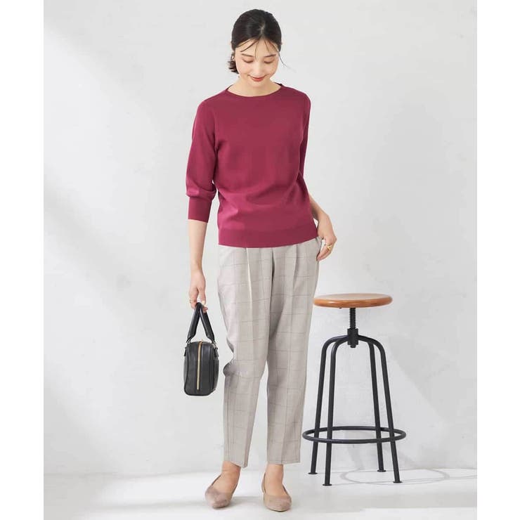 【UVカット/洗える】ボートネックパフスリーブ美ラクるニット | a.v.v【WOMEN】 | 詳細画像5 