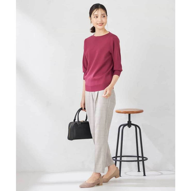 【UVカット/洗える】ボートネックパフスリーブ美ラクるニット | a.v.v【WOMEN】 | 詳細画像7 