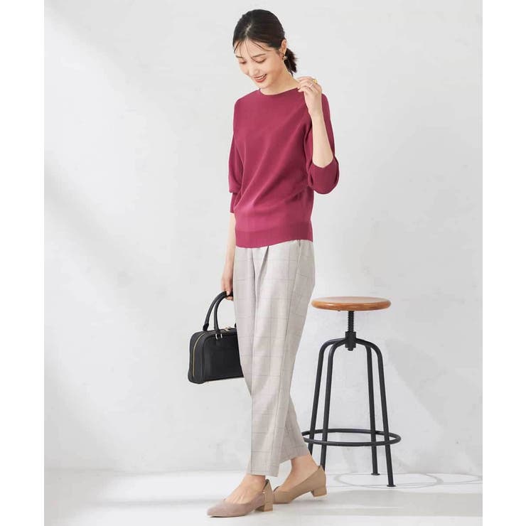 【UVカット/洗える】ボートネックパフスリーブ美ラクるニット | a.v.v【WOMEN】 | 詳細画像8 