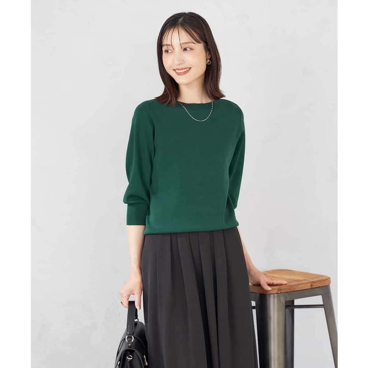 【UVカット/洗える】ボートネックパフスリーブ美ラクるニット | a.v.v【WOMEN】 | 詳細画像9 