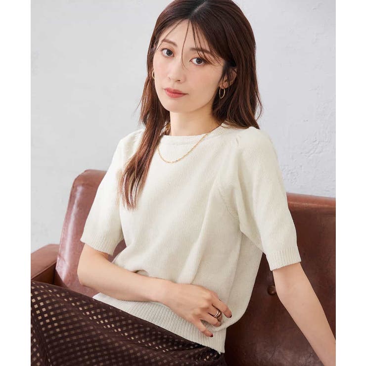 ラメベロアモールヤーンハーフスリーブトップス | a.v.v【WOMEN】 | 詳細画像18 