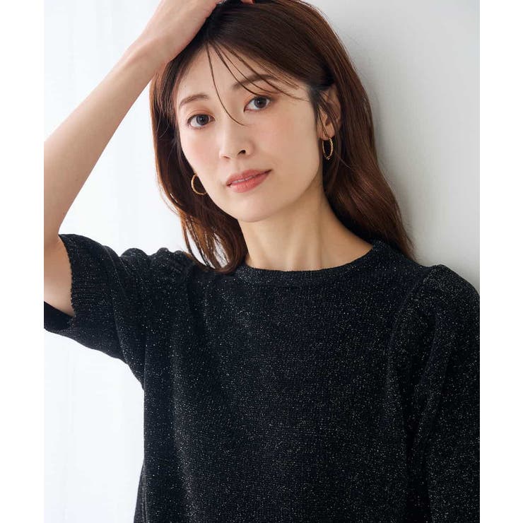 ラメベロアモールヤーンハーフスリーブトップス | a.v.v【WOMEN】 | 詳細画像33 
