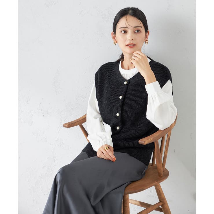 【2SET 雑誌InRed(宝島社)11月号掲載】ラメニットベスト×ブラウスセッ… | a.v.v【WOMEN】 | 詳細画像13 