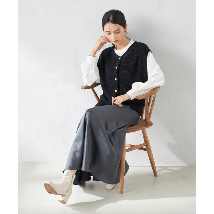 【2SET 雑誌InRed(宝島社)11月号掲載】ラメニットベスト×ブラウスセッ… | a.v.v【WOMEN】 | 詳細画像14 