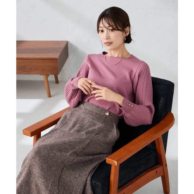 ピンク | プリーツスリーブニット | a.v.v【WOMEN】