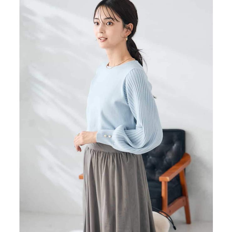 ライトブルー | プリーツスリーブニット | a.v.v【WOMEN】