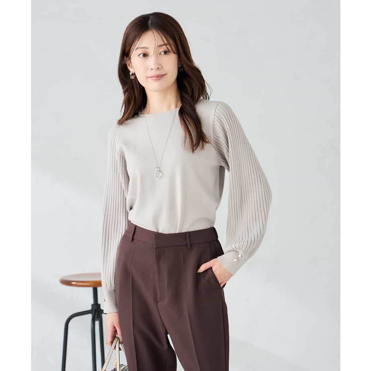 グレージュ | プリーツスリーブニット | a.v.v【WOMEN】