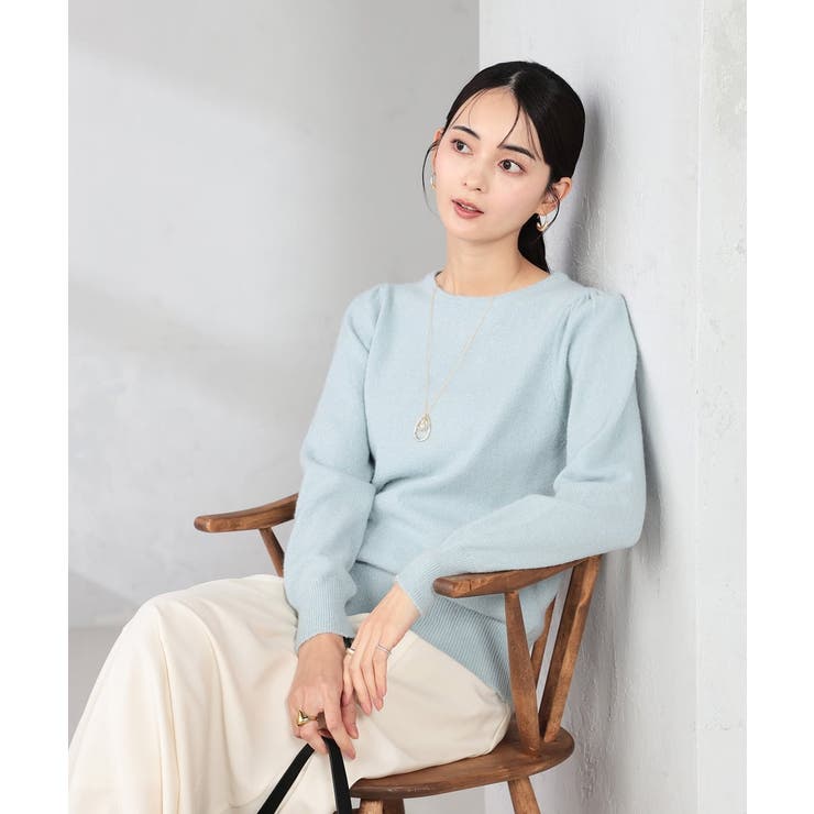 ライトブルー | スパンコール混クルーネックニット | a.v.v【WOMEN】