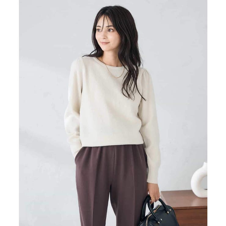 アイボリー | スパンコール混クルーネックニット | a.v.v【WOMEN】