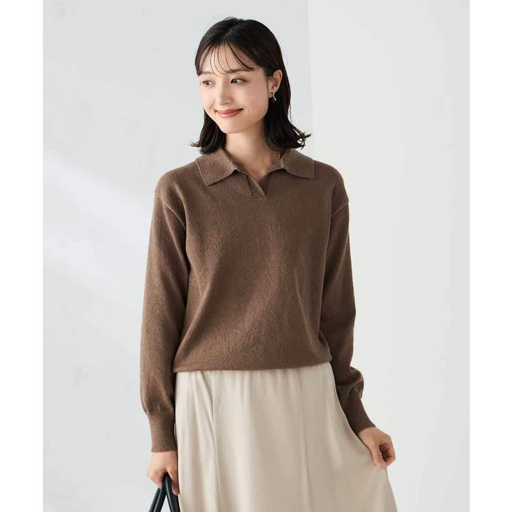 ブラウン | 襟付きスキッパーニット | a.v.v【WOMEN】