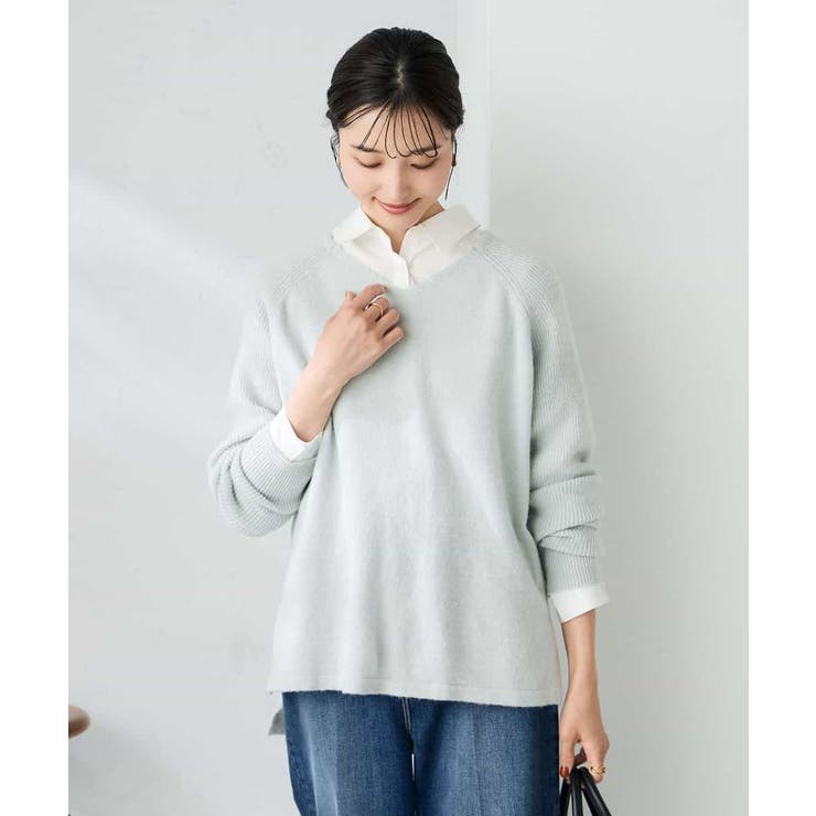 グリーン | ラメVネックチュニックニット | a.v.v【WOMEN】