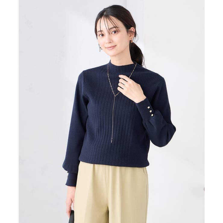 ネイビー | プチハイネック針抜きニット【新色追加】 | a.v.v【WOMEN】