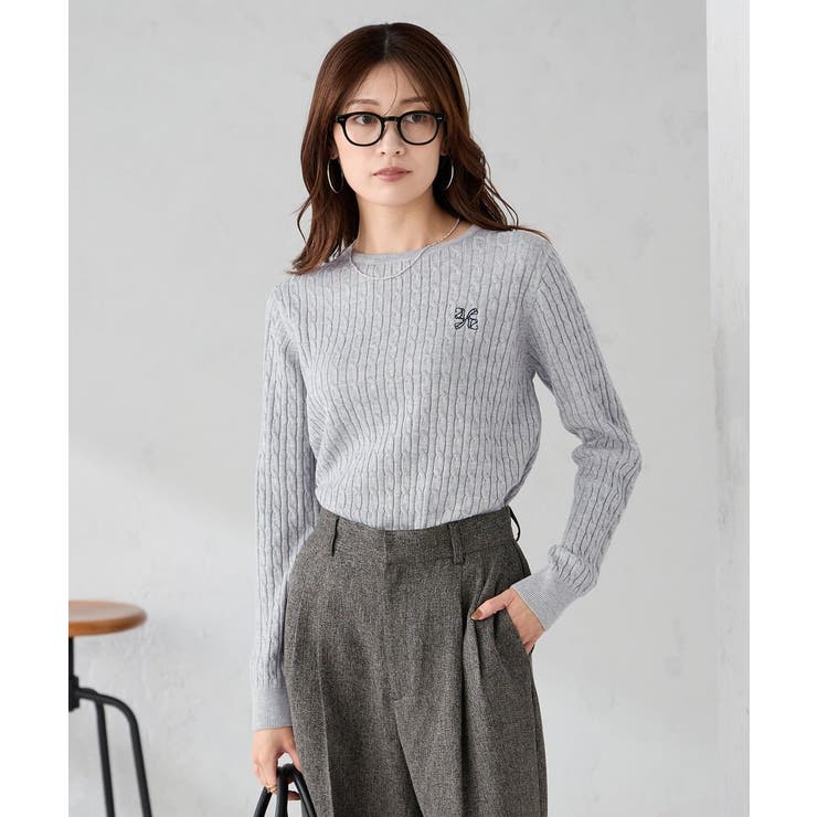 ワンポイント刺繍ケーブルニット | a.v.v【WOMEN】 | 詳細画像2 