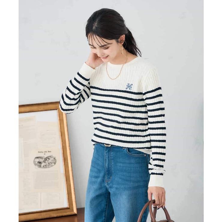 ワンポイント刺繍ケーブルニット | a.v.v【WOMEN】 | 詳細画像29 