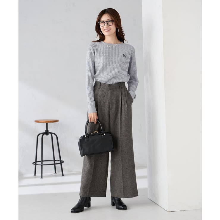 ワンポイント刺繍ケーブルニット | a.v.v【WOMEN】 | 詳細画像3 