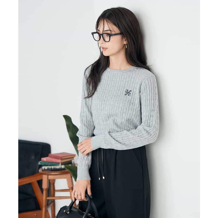ワンポイント刺繍ケーブルニット | a.v.v【WOMEN】 | 詳細画像36 